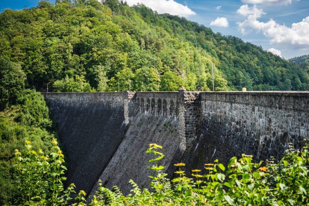 Beautiful view of the old water dam in Zagorze Slaskie, Poland