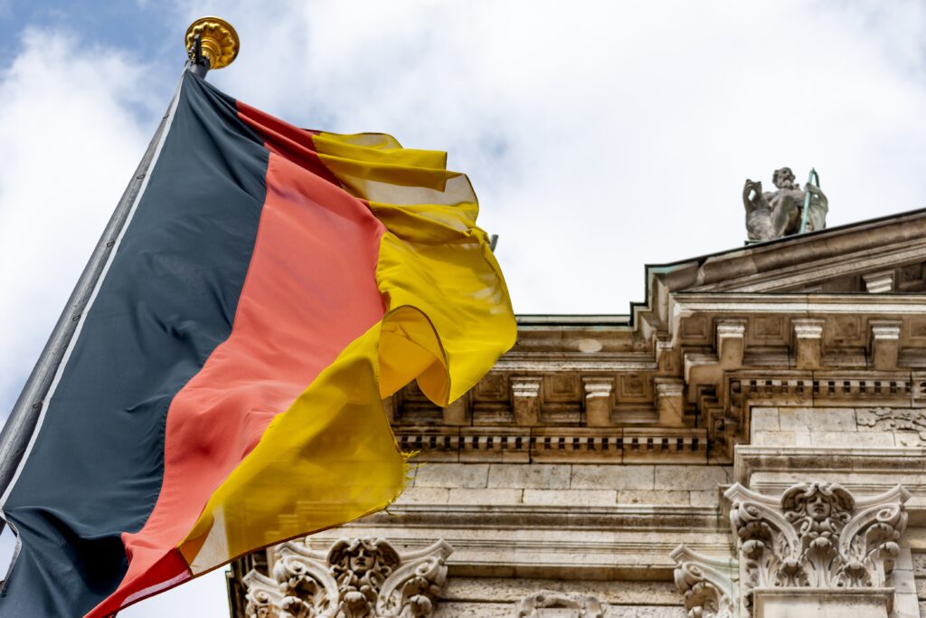 Germany flag in front of building