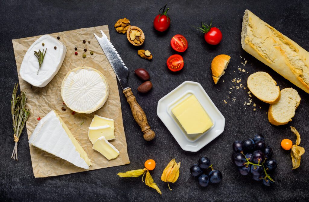 French Cuisine with Brie Cheese and Bread